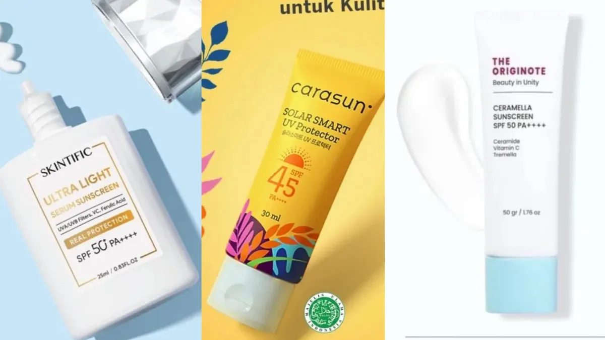 Ilustrasi rekomendasi sunscreen terbaik dengan harga murah untuk hadapi sinar UV ekstrem yang panas.
