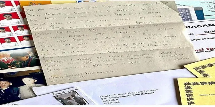 Penampakan Surat Permohonan Maaf Eril Saat Kecil