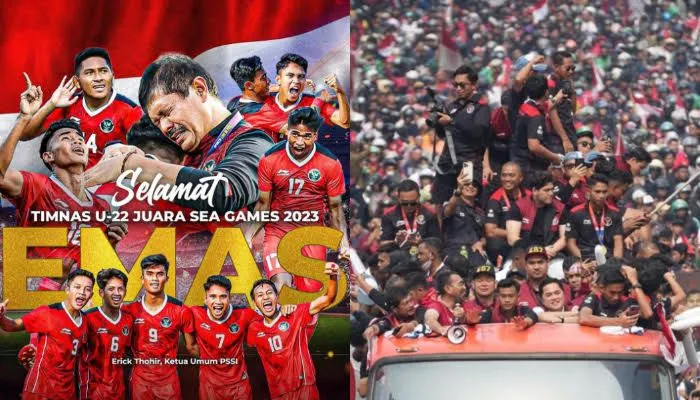 Arak-arakan Timnas U22 memeriahkan kemenangan di SEA Games 2023
