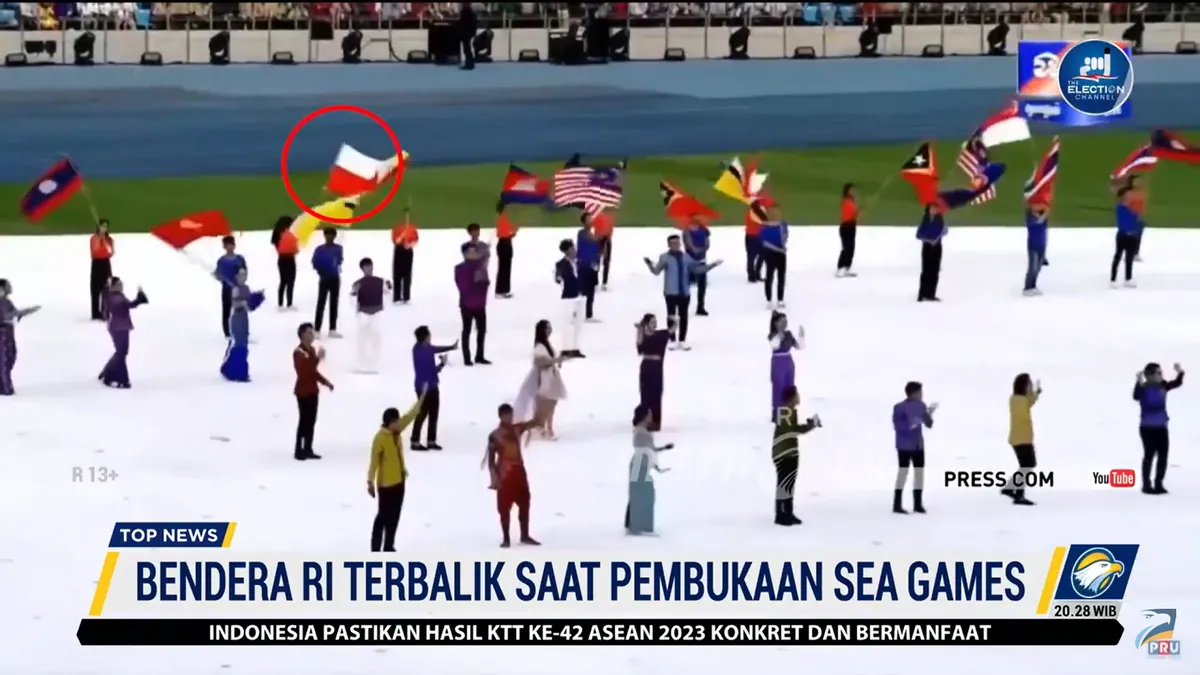 Bendera Indonesia terbalik di ajang SEA Games 2023