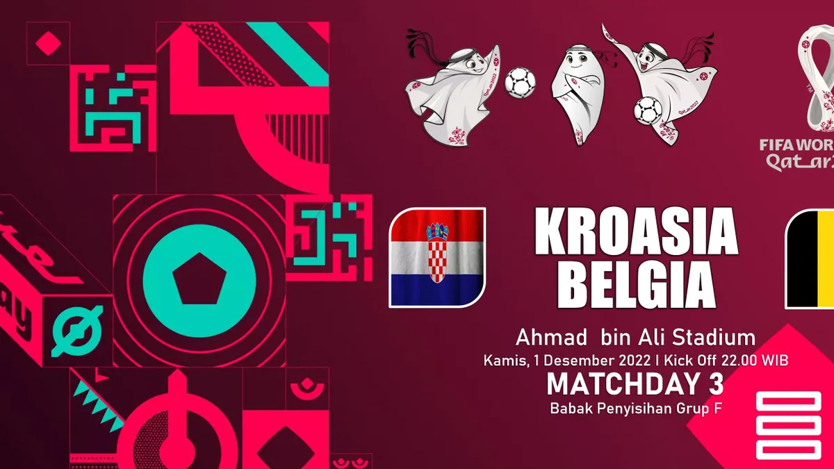 Link Live Streaming Kroasia vs Belgia Piala Dunia 2022 Malam Ini Kick Off Pukul 22.00 WIB, Tonton di Sini!