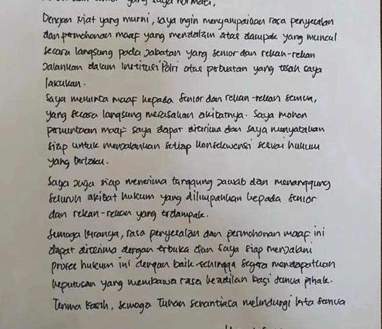 Isi Surat Ferdy Sambo
