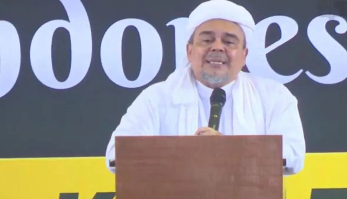 Habib Rizieq di acara Reuni 212 pada Jumat, 2 Desember 2022.