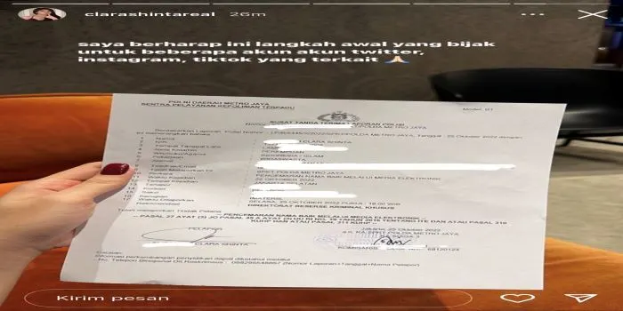 Clara Shinta Resmi Laporkan Akun Penyebar Fitnah Dirinya Ke Polisi /@clarashintareal