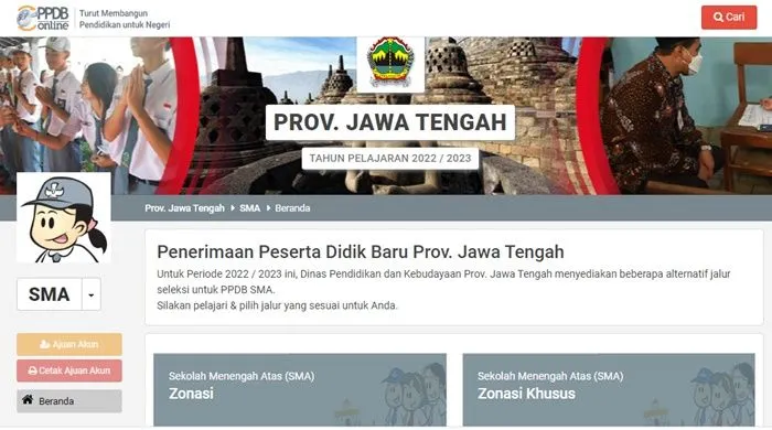 Cara melihat hasil seleksi PPDB Jateng 2022 jenjang SMA dan SMK.
