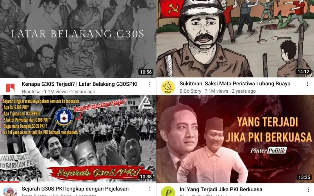 Kanal youtube yang membahas mengenai peristiwa G30S/PKI.