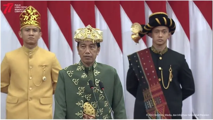 Presiden Jokowi di Sidang Tahunan MPR 2022 [Tangkapan Layar Youtube Setpres]