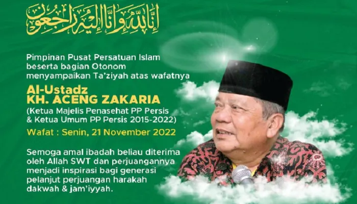Kabar duka menyelimuti keluarga besar Persis (Persatuan Islam), Ketua Umum KH Aceng Zakaria dikabarkan meninggal dunia.