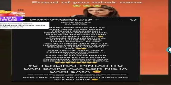 Postingan Nikita Mirzani Sebut Sekolah Tinggi-tinggi Jadi Pelakor Diduga Ditujukan untuk Najwa Sihab ? /TikTok @inisial_y.official