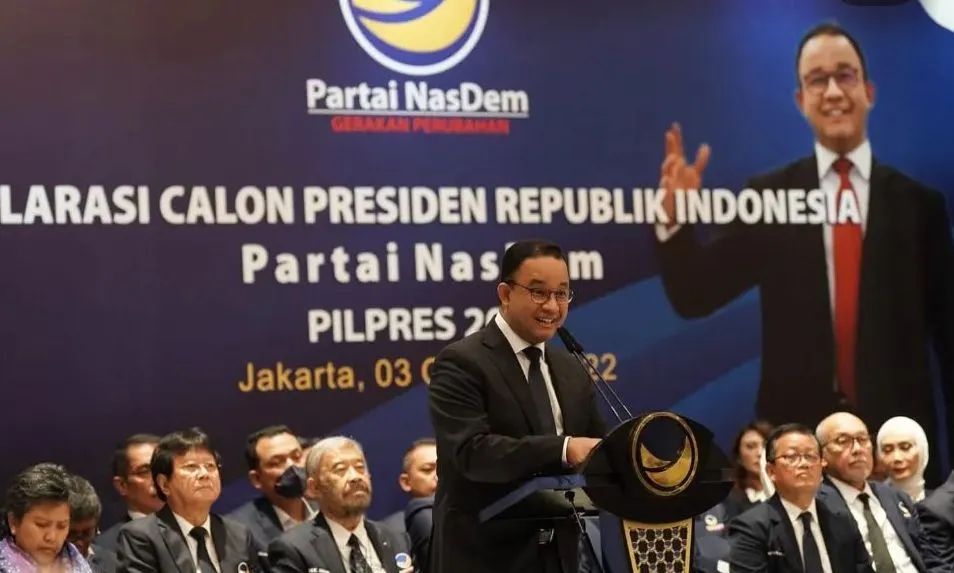 Partai Nasional Demokrat (Nasdem) resmi umumkan Anies Baswedan sebagai salah satu kandidat Capres 2024.