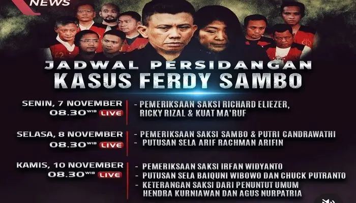 Jadwal persidangan Ferdy Sambo Cs memasuki pekan keempat