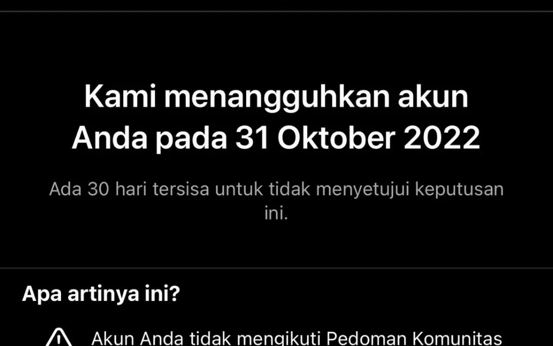 Akun Instagram tiba-tiba hilang atau ditangguhkan.