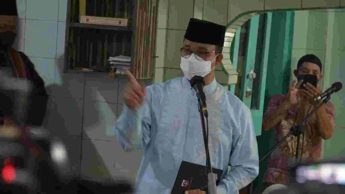 Gubernur DKI Jakarta, Anies Baswedan saat peresmian rencana revitalisasi Masjid Al Mansur