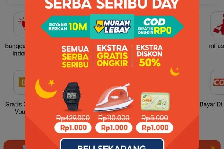 Tampilan muka aplikasi e-commerce Shopee / istimewa