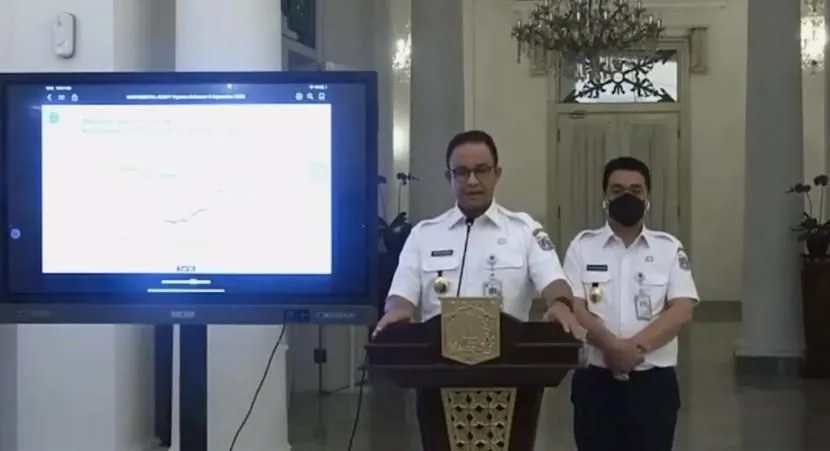 Gubernur dan Wakil Gubernur DKI Jakarta Anies Baswedan dan Ahmad Riza Patria dalam sebuah acara. Keduanya dipastikan tak hadiri Reuni 212 yang akan berlangsung hari ini, Kamis 2 Desember 2021.