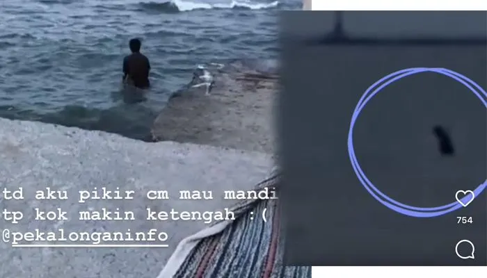 Viral! Seorang Pria Berjalan ke Tengah Laut di Pekalongan, Sempat Hilang dan Muncul Kembali