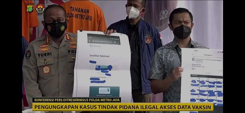 Tangkapan layar konferensi pers pemalsuan sertifikat vaksinasi