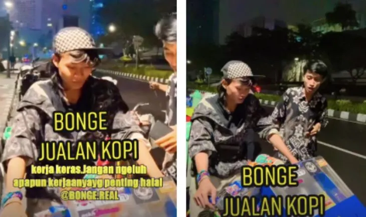 Bonge Citayam Fashion Week jualan kopi keliling. Foto/TikTok.