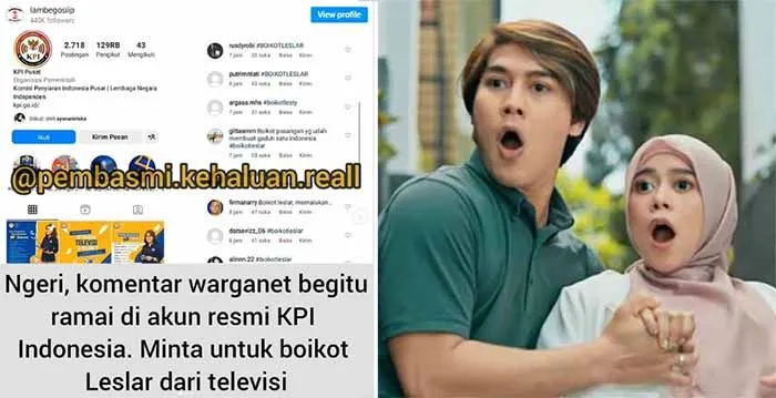 Akun KPI diserbu ribuan komentar boikot Leslar pasca laporan KDRT Rizky Billar dicabut