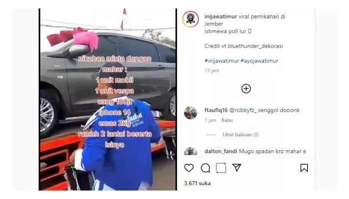 Heboh Pengantin di Jember Diberi Mahar 2 Kg Emas hingga Rumah Mewah 2 Lantai, Acara Sampai Diarak Drum Band