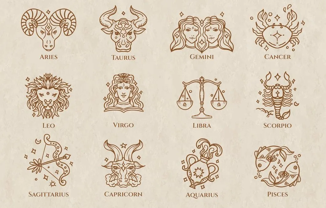 Ilustrasi lambang peruntungan Zodiak. (Freepik)