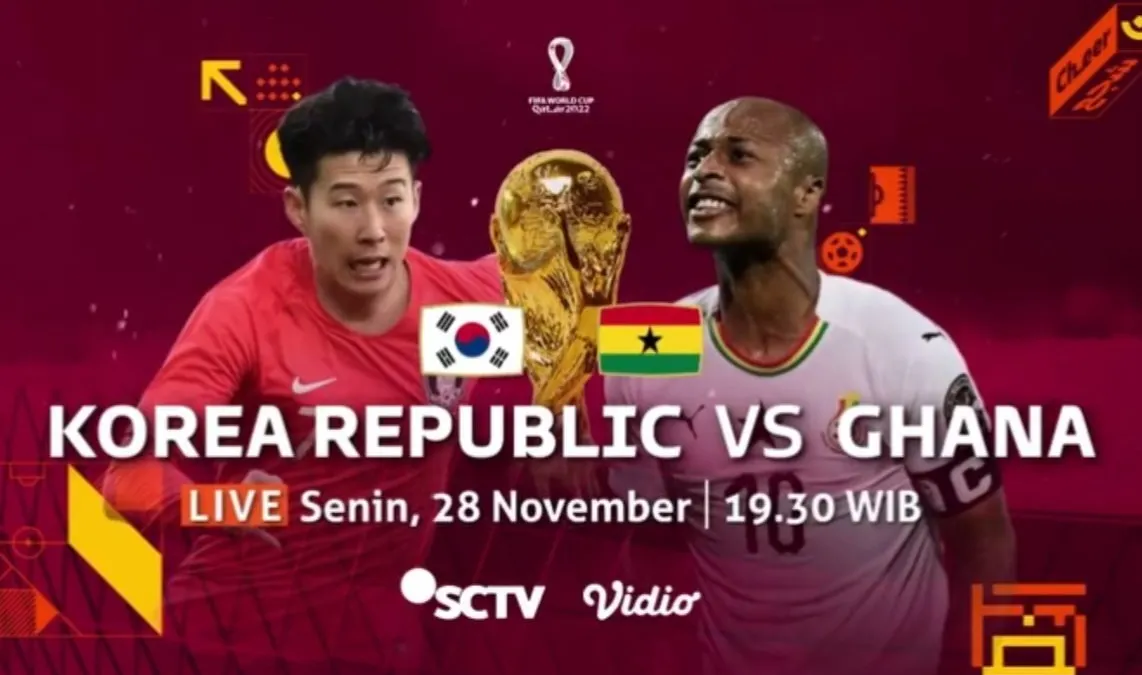 Link Live Streaming Piala Dunia 2022 Ghana vs Korea Selatan Malam Ini Pukul 20.00 WIB, Klik di Sini!