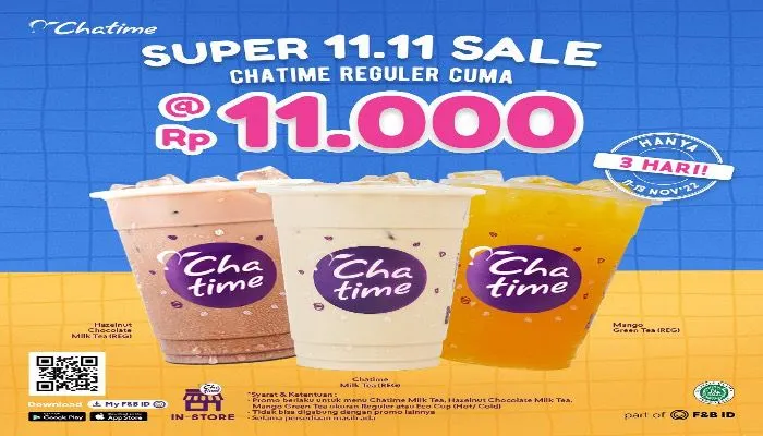 Promo 11.11 Chatime Ukuran Reguler Cuma Rp11 Ribu Aja, Borong Sekarang!