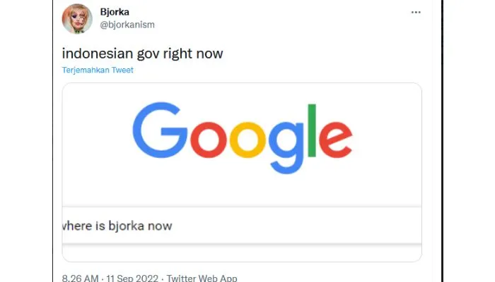 Bjorka ejek pemerintah Indonesia melalui cuitannya di twitter
