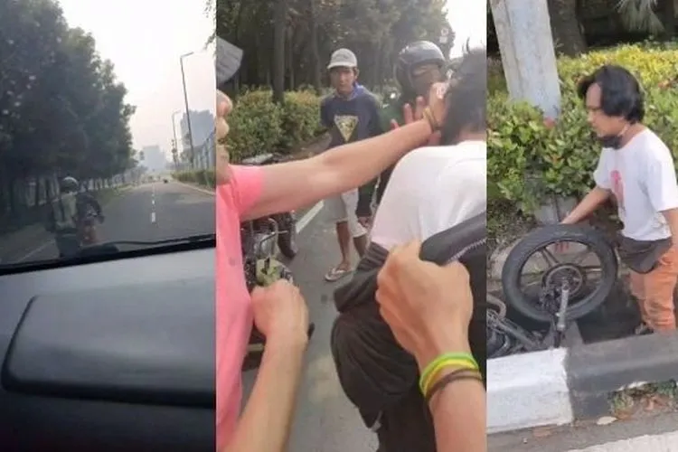 Foto kolase tangkapan layar pemobil kejar pemotor yang diduga pelaku begal payudara di Kemayoran, Jakarta Pusat, Minggu (23/5/2021). [Instagram@jann***]