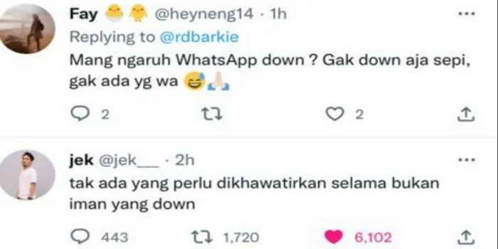 Geger WhatsApp Down  Hari ini, jusru memunculkan  Beragam komentar warganet yang kocak