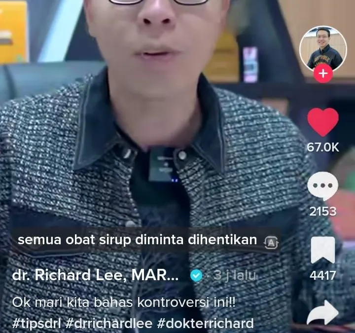 Kronologi Kenapa Obat Sirop Diduga Sebabkan Gagal Ginjal dan Heboh di Indonesia, Ini Penjelasan dari dr. Richard Lee