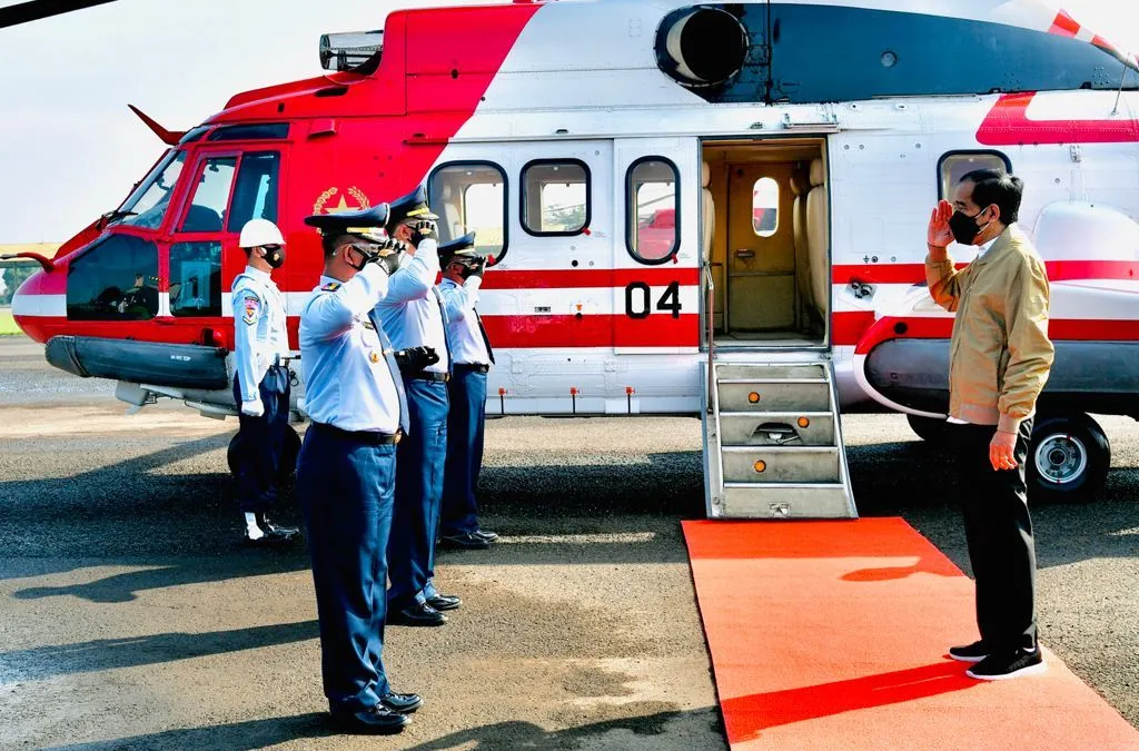 Presiden Joko Widodo saat tiba di Lanud Atang Sendjaja, Bogor. (Dok Lanud Atang Sendjaja)