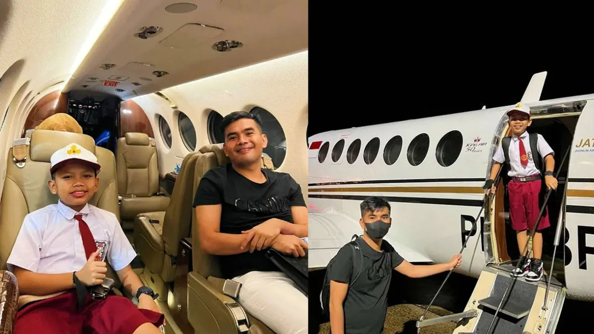Farel Prayoga berangkat sekolah pakai jet pribadi usai manggung di Kalimantan.