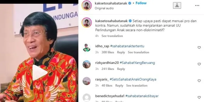 kerap dituding hanya melindungi anak-anak jenderal dan pejabat, Kak Seto akhirnya buka suara
