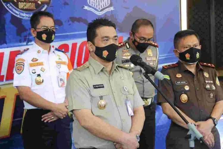 Wagub DKI Ariza saat peluncuran ETLE Nasional di Polda Metro Jaya/ Aini Tartinia