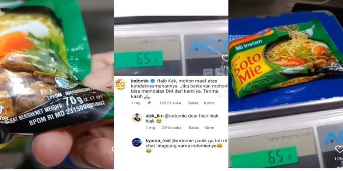 Viral Warganet Timbang Mie Instan Hits Ternyata Beratnya Tidak Sesuai Dengan Tulisan Di Bungkusnya, Indomie Langsung Beri Respon/ Tiktok Karangkapi