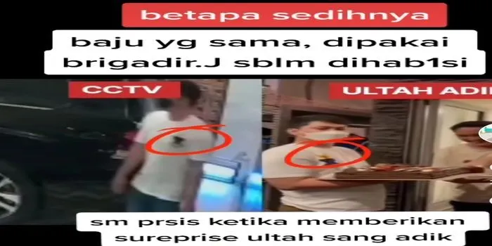 baju yang Brigadir J kenakan saat terakhir, sama dengan baju yang dipakainya saat memberi kue ulangtahun adiknya / tangkap layar TikTok kolispro