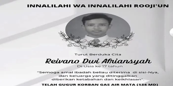 Profil Reyvano Dwi Afriansyah, Korban Tragedi Kanjuruhan Ke 134 Yang Meninggal Hari Ini