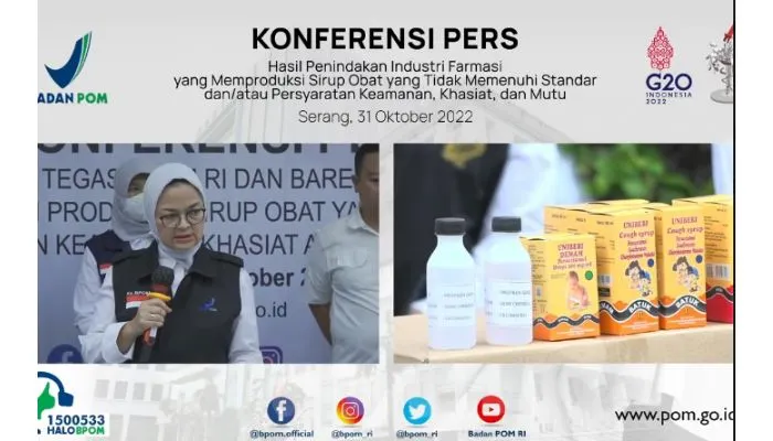 BPOM Bocorkan nama 2 Industri Farmasi yang masuk pidana karena memproduksi obat sirup diduga menyebabkan kasus gagal ginjal akut pada anak. 