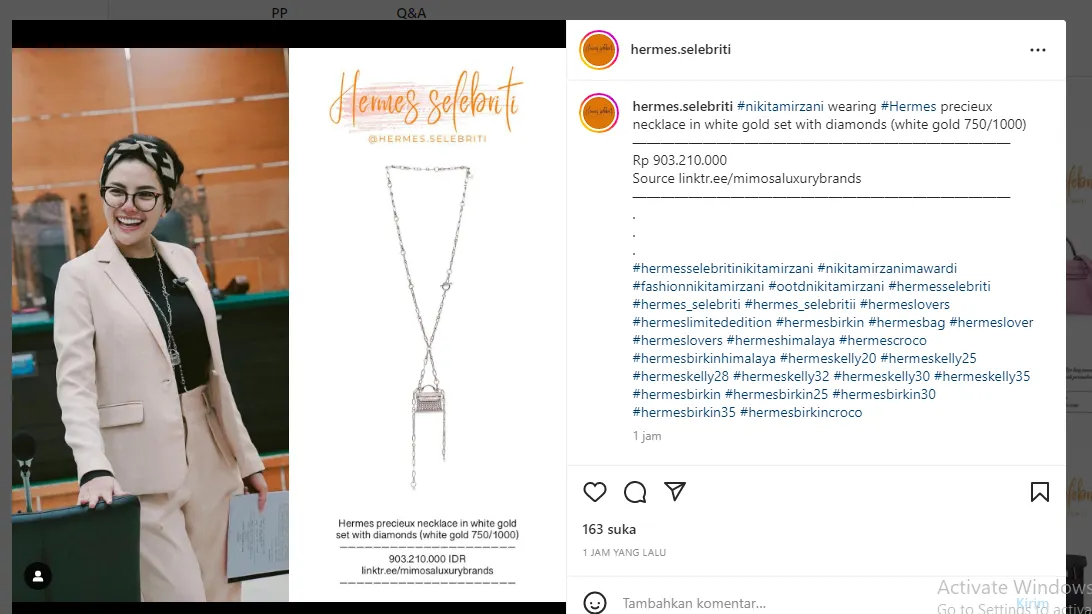 Harga kalung Nikita Mirzani.