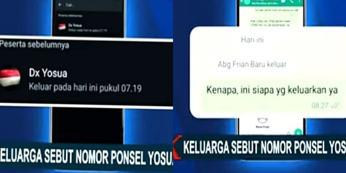 tampilan wa kakak dan adik Brigadir j dalam Grup keluarga ketika nomer ponsel yosua left grup tersebut