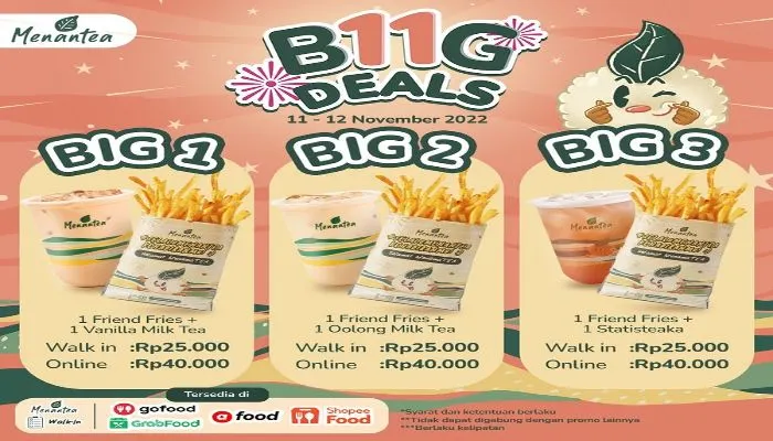 Promo 11.11 Menantea, Modal Rp25 Ribu Bisa Dapat Minuman dan Snack Berlaku Kelipatan!