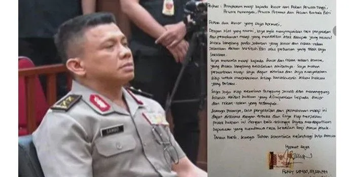Surat tulis tangan Mantan Kadiv Propam Polri Irjen Ferdy Sambo berisi mengakui kesalahan dan mohon maaf