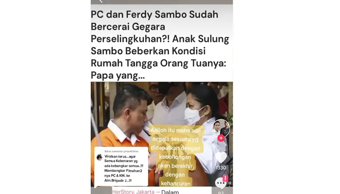 Heboh anak sulung pasangan Ferdy Sambo dan Putri Candrawathi membeberkan kondisi rumah tangga sang orang tua.