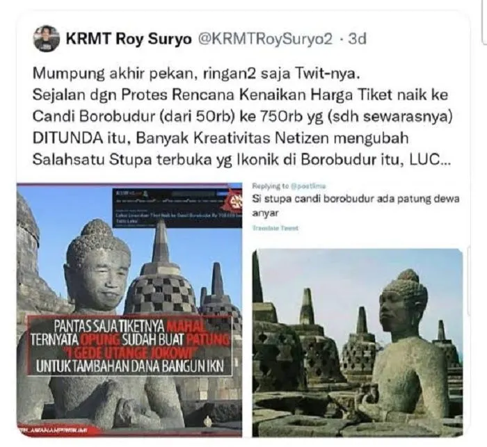 Viral Foto Editan Stupa Borobudur Mirip Jokowi