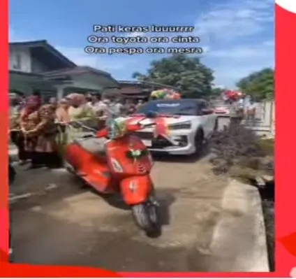 Viral Seserahan Pengantin sangat mewah berupa Mobil dan Vespa di Pati