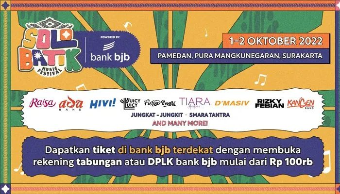 Buka Rekening bank bjb Bisa Dapat Tiket Nonton Solo Batik Music Festival