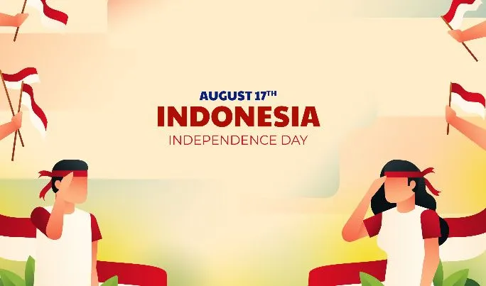 Ilustrasi ucapan dirgahayu Indonesia dalam bahasa Inggris.