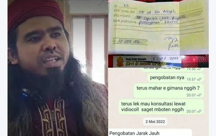 Kolase kwitansi tarif pengobatan Gus Samsudin viral di media sosial.