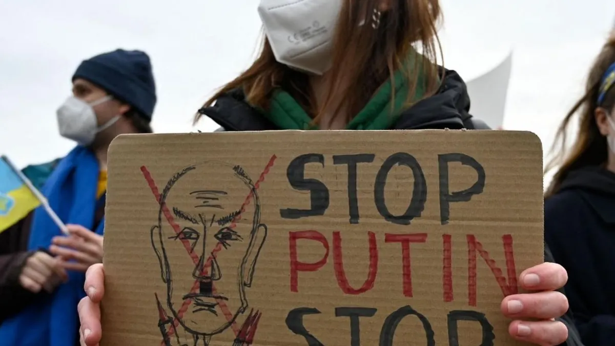 Foto ilustrasi demonstrasi menolak perang Rusia dan Ukraina
